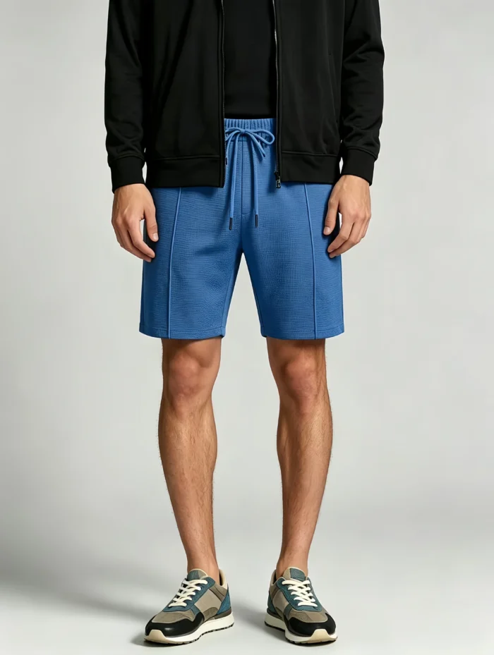 Men's Waffle Vertical Seam Drawstring Shorts - Image 3