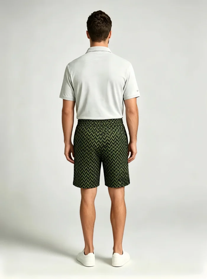 Men's Soft Chevron Pattern Drawstring Shorts Multi Occasion Travel Light Lounge Shorts - Image 16