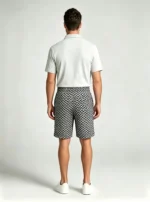 Men's Soft Chevron Pattern Drawstring Shorts Multi Occasion Travel Light Lounge Shorts - Image 15