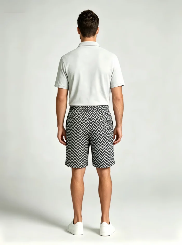 Men's Soft Chevron Pattern Drawstring Shorts Multi Occasion Travel Light Lounge Shorts - Image 15