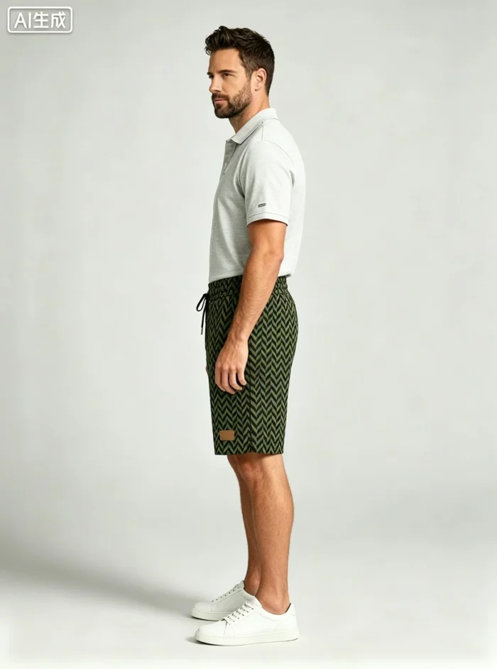 Men's Soft Chevron Pattern Drawstring Shorts Multi Occasion Travel Light Lounge Shorts - Image 12