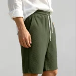 Men's Chevron Jacquard Drawstring Elastic Waist Knee Length Loungewear Casual Shorts
