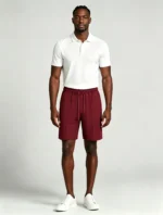 Men's Vertical Textured Jacquard Drawstring Elastic Waist Knee Length Casual Loungewear Shorts - Image 9