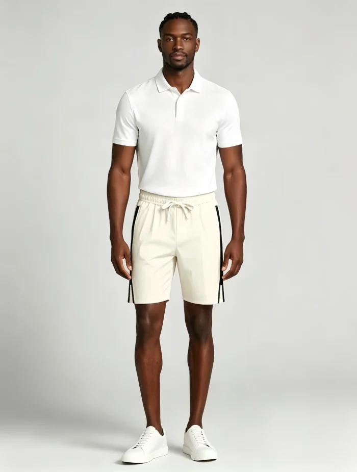 Men's Soft Jacquard Knit Drawstring Shorts Multi Occasion Lightweight Travel Lounge Shorts - Image 5