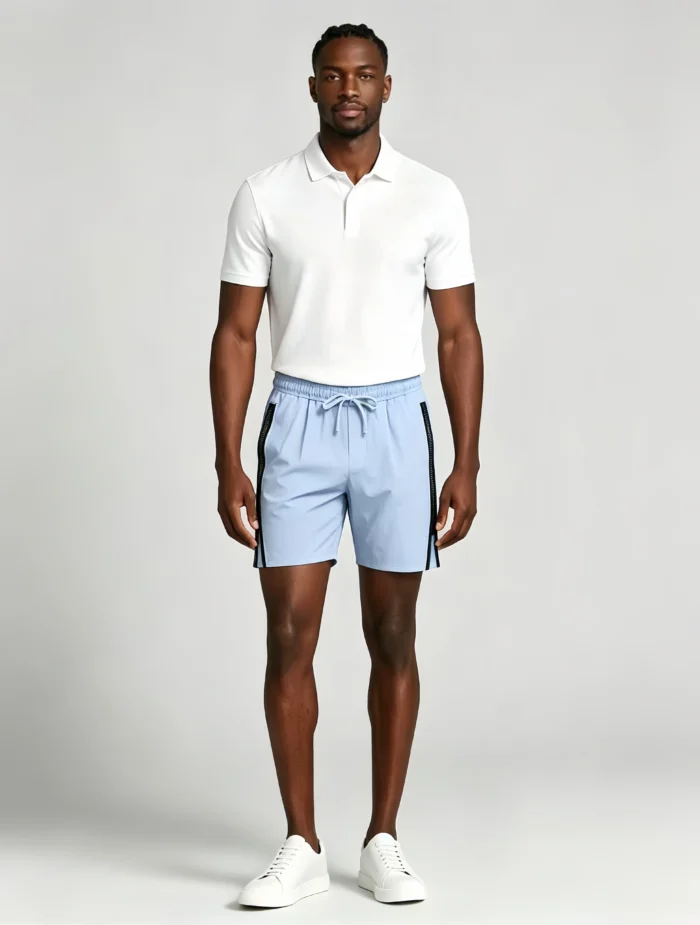 Men's Soft Jacquard Knit Drawstring Shorts Multi Occasion Lightweight Travel Lounge Shorts - Image 9