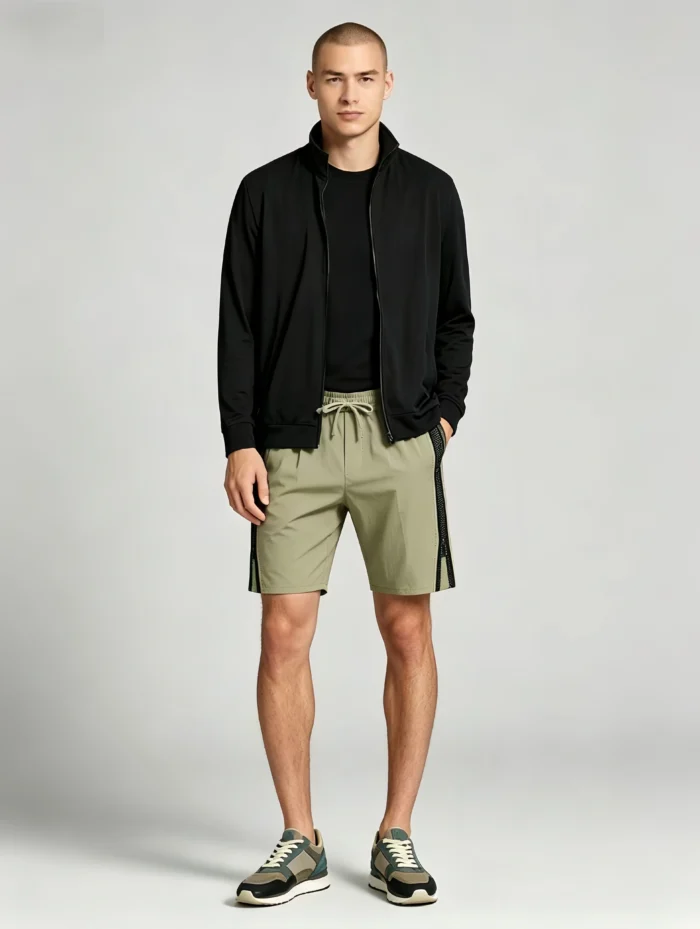 Men's Soft Jacquard Knit Drawstring Shorts Multi Occasion Lightweight Travel Lounge Shorts - Image 11