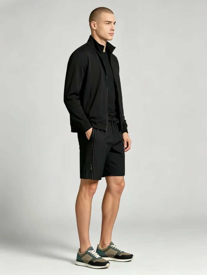 Men's Soft Jacquard Knit Drawstring Shorts Multi Occasion Lightweight Travel Lounge Shorts - Image 12