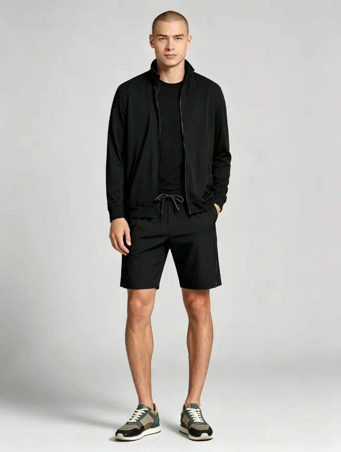 Men's Soft Jacquard Knit Drawstring Shorts Multi Occasion Lightweight Travel Lounge Shorts - Image 13