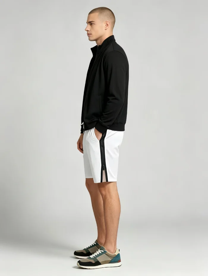 Men's Soft Jacquard Knit Drawstring Shorts Multi Occasion Lightweight Travel Lounge Shorts - Image 2