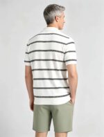 Vintage Thin Horizontal Striped Collared Knit Polo, Solid Heather Short Sleeve Premium Pullover for Men - Image 18
