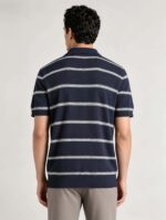 Vintage Thin Horizontal Striped Collared Knit Polo, Solid Heather Short Sleeve Premium Pullover for Men - Image 3