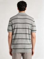Vintage Thin Horizontal Striped Collared Knit Polo, Solid Heather Short Sleeve Premium Pullover for Men - Image 14