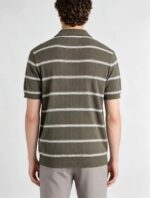 Vintage Thin Horizontal Striped Collared Knit Polo, Solid Heather Short Sleeve Premium Pullover for Men - Image 10