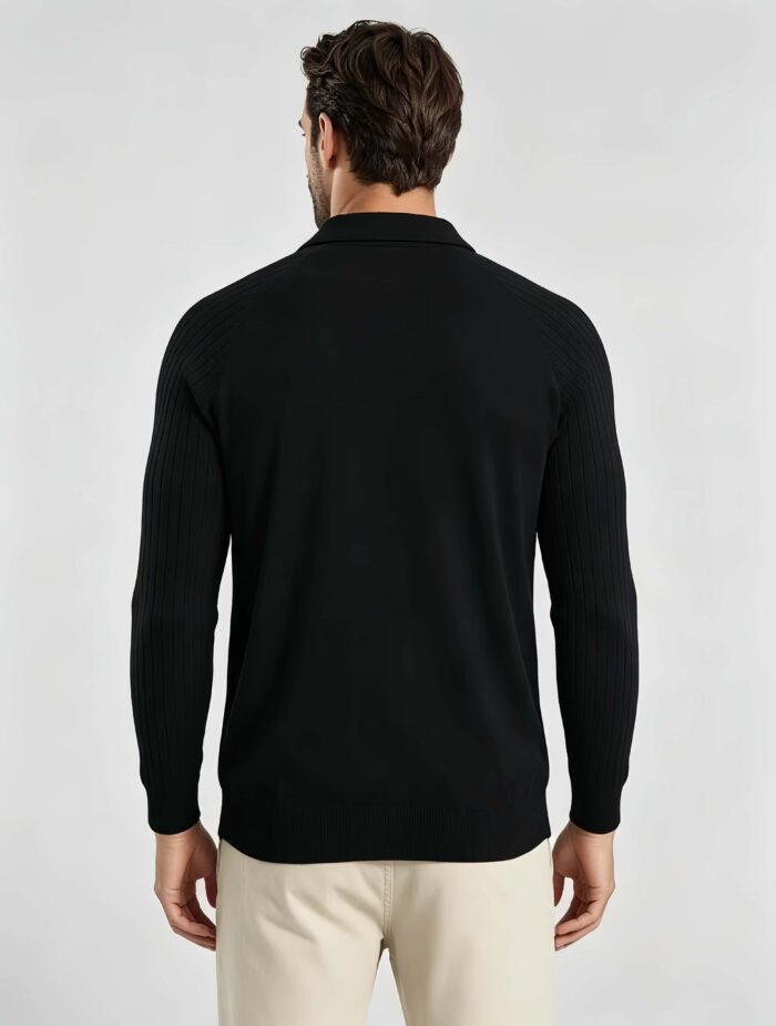 Vintage Raglan Textured Collared Knit Polo, Solid Heather Short Sleeve Premium Pullover for Men - Image 9