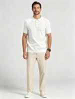 Vintage Raglan Textured Collared Knit Polo, Solid Heather Short Sleeve Premium Pullover for Men - Image 10