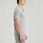 Vintage Raglan Textured Collared Knit Polo, Solid Heather Short Sleeve Premium Pullover for Men