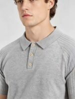 Vintage Raglan Textured Collared Knit Polo, Solid Heather Short Sleeve Premium Pullover for Men - Image 5