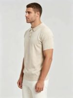 Vintage Raglan Textured Collared Knit Polo, Solid Heather Short Sleeve Premium Pullover for Men - Image 19