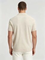 Vintage Raglan Textured Collared Knit Polo, Solid Heather Short Sleeve Premium Pullover for Men - Image 21