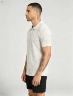 Solid Vertical Textured V-Collar Knit Polo, Slim Fit Short Sleeve Minimalist Pullover for Men - Image 23