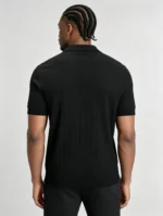Retro Textured Henley Collar Knit Polo, Solid Slim Fit Short Sleeve Premium Pullover for Men - Image 9