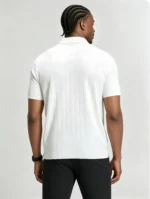 Retro Textured Henley Collar Knit Polo, Solid Slim Fit Short Sleeve Premium Pullover for Men - Image 13
