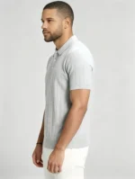 Retro Textured Henley Collar Knit Polo, Solid Slim Fit Short Sleeve Premium Pullover for Men - Image 15