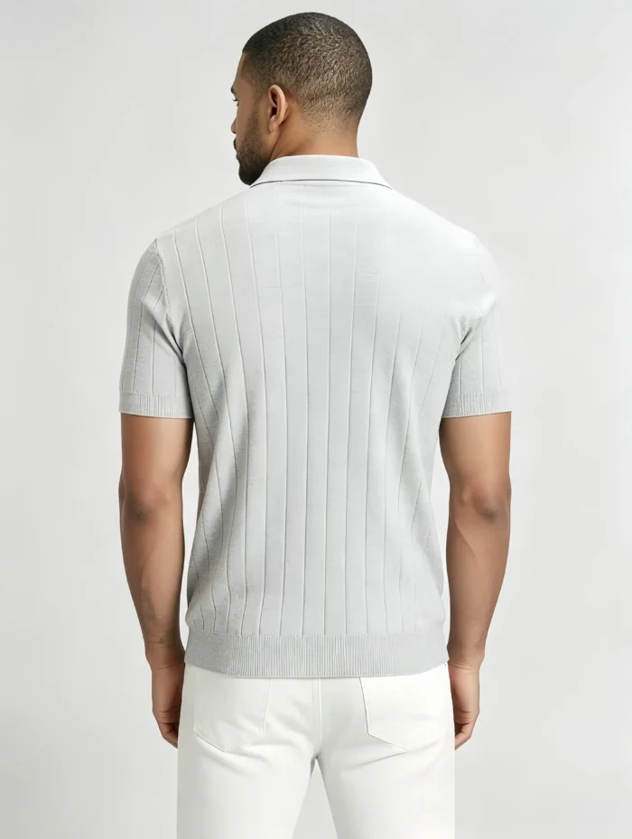 Retro Textured Henley Collar Knit Polo, Solid Slim Fit Short Sleeve Premium Pullover for Men - Image 17