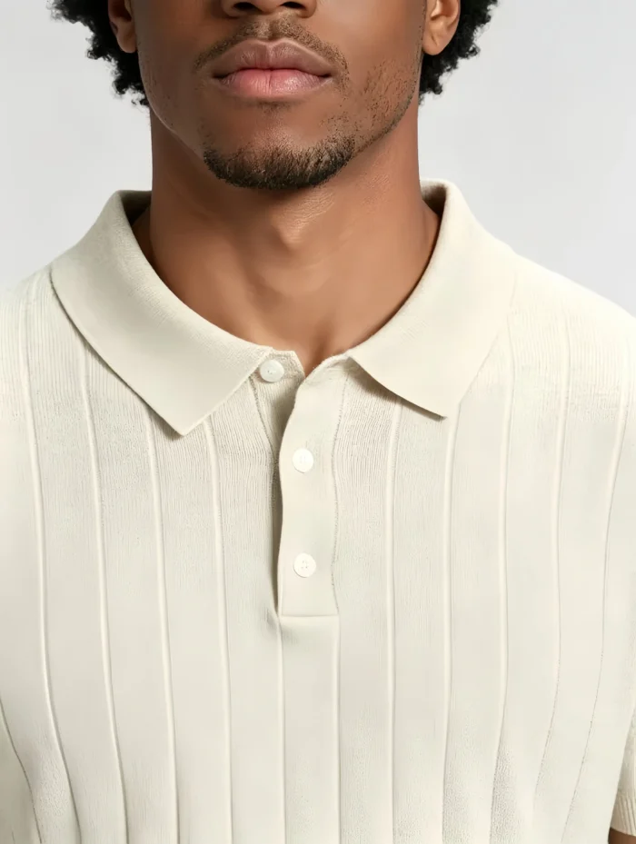 Retro Textured Henley Collar Knit Polo, Solid Slim Fit Short Sleeve Premium Pullover for Men - Image 24