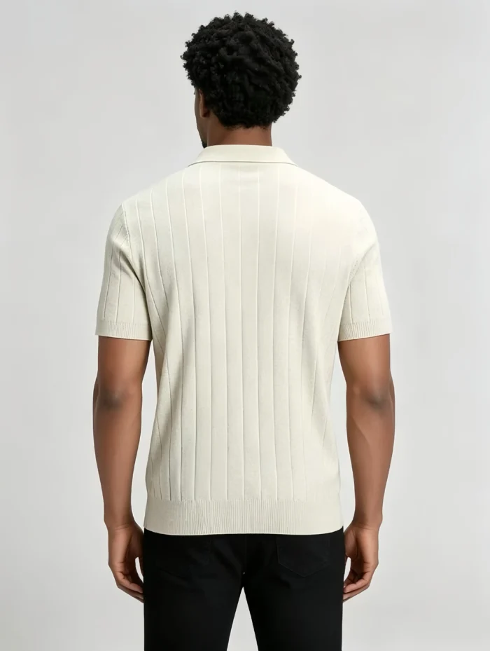 Retro Textured Henley Collar Knit Polo, Solid Slim Fit Short Sleeve Premium Pullover for Men - Image 25