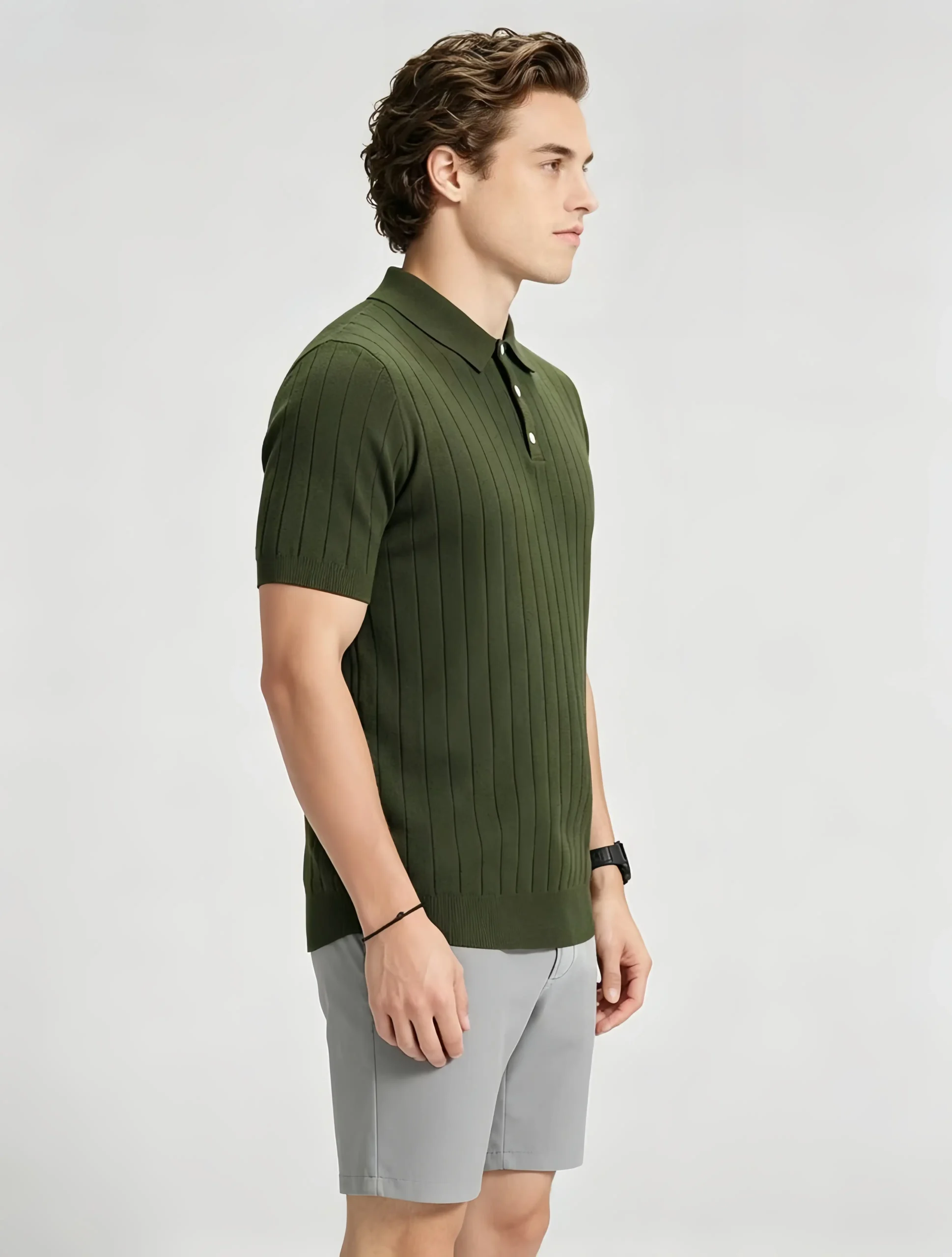 微信图片_20260610192551_1525_4_副本 Retro Textured Henley Collar Knit Polo, Solid Slim Fit Short Sleeve Premium Pullover for Men - Image 1