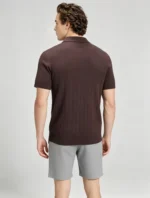 Retro Textured Henley Collar Knit Polo, Solid Slim Fit Short Sleeve Premium Pullover for Men - Image 33