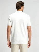 Retro Textured Henley Collar Knit Polo, Solid Slim Fit Short Sleeve Premium Pullover for Men - Image 13