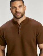 Retro Textured Henley Collar Knit Polo, Solid Slim Fit Short Sleeve Premium Pullover for Men - Image 20