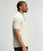 Retro Textured Henley Collar Knit Polo, Solid Slim Fit Short Sleeve Premium Pullover for Men - Image 4