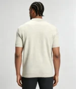 Retro Textured Henley Collar Knit Polo, Solid Slim Fit Short Sleeve Premium Pullover for Men - Image 5