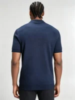 Retro Textured Henley Collar Knit Polo, Solid Slim Fit Short Sleeve Premium Pullover for Men - Image 25
