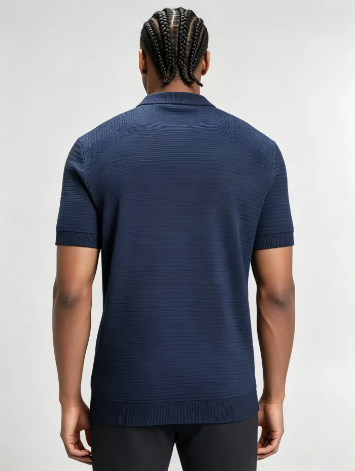 Retro Textured Henley Collar Knit Polo, Solid Slim Fit Short Sleeve Premium Pullover for Men - Image 25