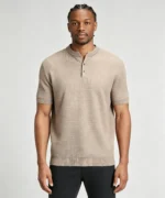 Retro Textured Henley Collar Knit Polo, Solid Slim Fit Short Sleeve Premium Pullover for Men - Image 26