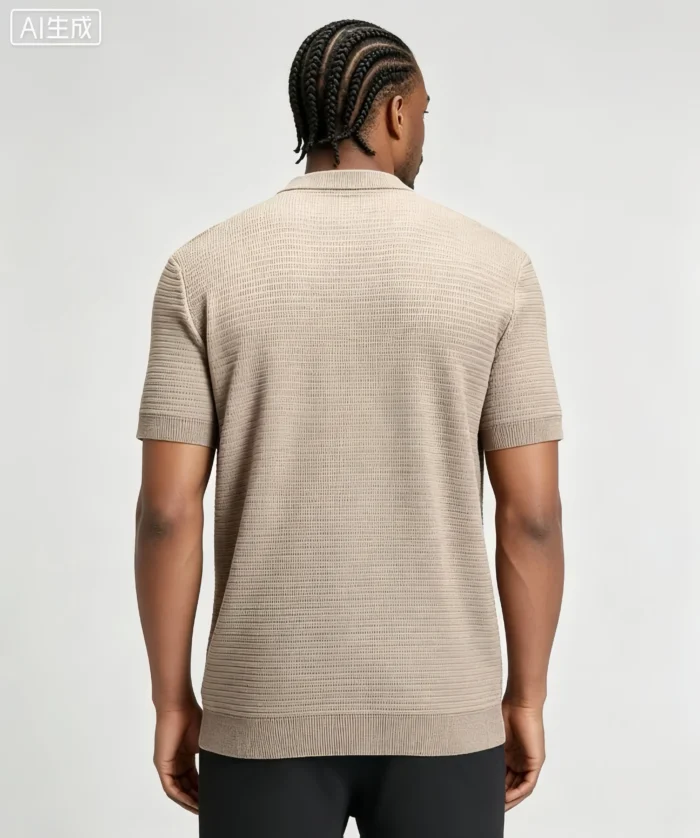 Retro Textured Henley Collar Knit Polo, Solid Slim Fit Short Sleeve Premium Pullover for Men - Image 29