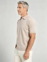 Minimalist Solid V-Collar Knit Polo, Slim Fit Short Sleeve Premium Pullover for Men - Image 12