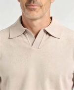 Minimalist Solid V-Collar Knit Polo, Slim Fit Short Sleeve Premium Pullover for Men - Image 11