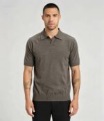 Minimalist Solid V-Collar Knit Polo, Slim Fit Short Sleeve Premium Pullover for Men - Image 4