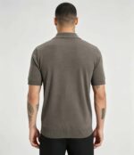 Minimalist Solid V-Collar Knit Polo, Slim Fit Short Sleeve Premium Pullover for Men - Image 5