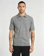 Minimalist Solid V-Collar Knit Polo, Slim Fit Short Sleeve Premium Pullover for Men - Image 9