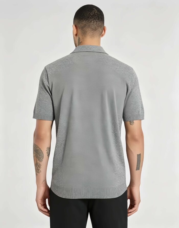 Minimalist Solid V-Collar Knit Polo, Slim Fit Short Sleeve Premium Pullover for Men - Image 6