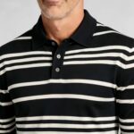 Vintage Striped Collared Knit Polo, Slim Fit Long Sleeve Premium Pullover Sweater for Men - Image 4