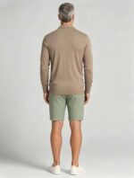 Vertical Hollow Rib Half-Zip Lapel Knit Polo, Vintage Casual Long Sleeve Top for Men - Image 13