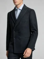 Men's Slim Fit Double Breasted Textured Suit Set