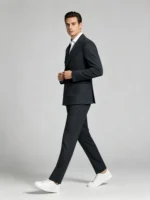Men's Slim Fit Double Breasted Textured Suit Set - Image 4